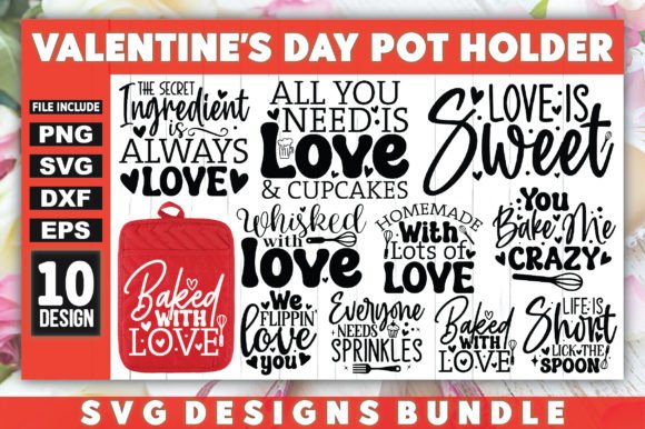 Valentine's Day Pot Holder SVG Bundle: Perfect for Crafts and Graphics
