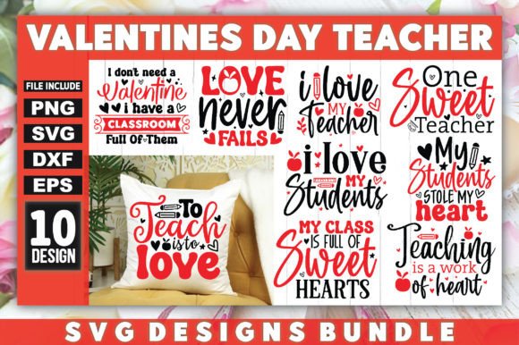 Valentines Day Teacher SVG Bundle: Perfect for Graphics and Crafts